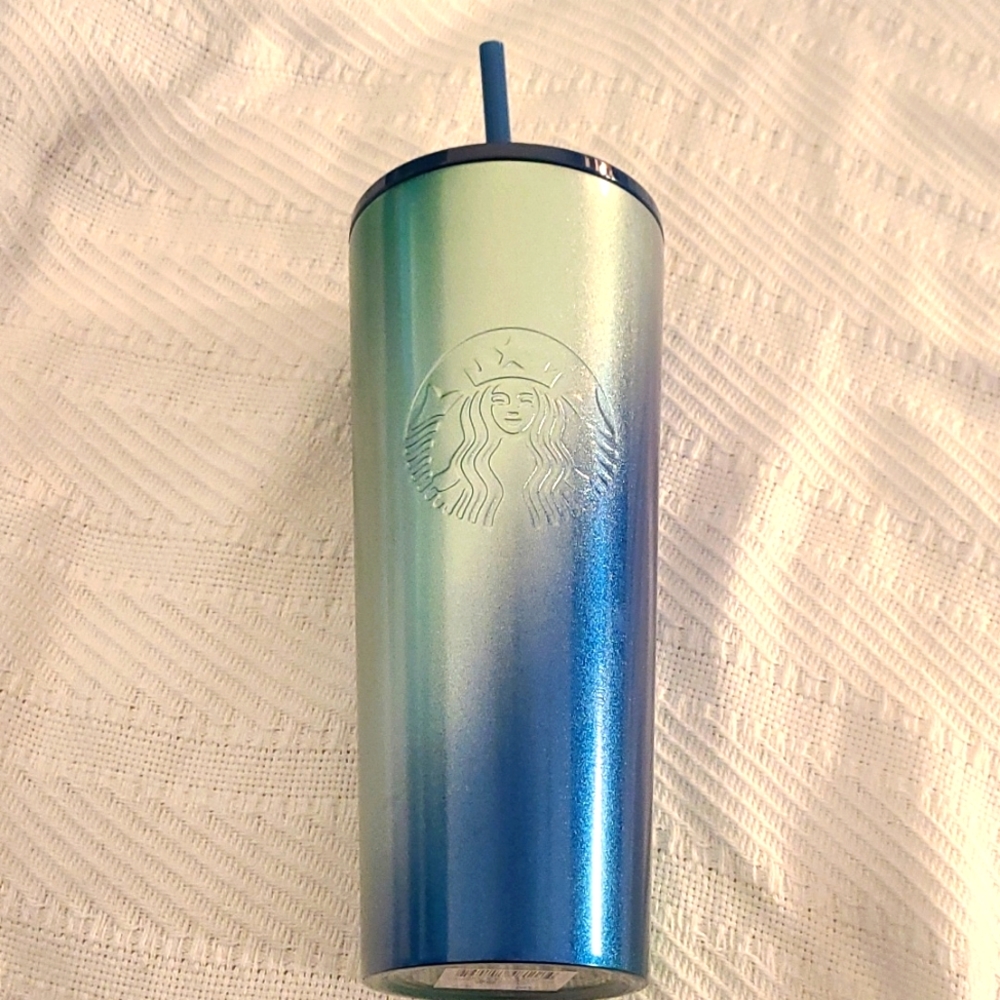 NWT Blue Green Ombre 24oz SS Tumbler 2021 Starbucks Holiday Collection